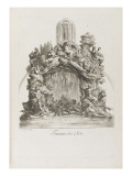 " Recueil de divers dessins de Fontaines et de Frises maritimes Reproduction procédé giclée par Jean Audran