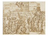 Entrée à Rome du Pape Grégoire XI lors de son retour d'Avignon (1377) reproduction procédé giclée par Giorgio Vasari