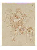 Ange assis jouant de la flûte Giclee Print by Baldassare Franceschini
