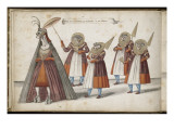 Album; Ballet de la Douairière de Billebahaut : " Entrée de la Douairière et de ses dames" Reproduction procédé giclée par Daniel Rabel