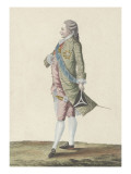 Costume de l'époque de Louis XVI, seigneur de la cour portant un habit de Printemps Giclée-Druck von Etienne Claude Voysard