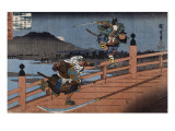 Combat de samouraï reproduction procédé giclée par Ando Hiroshige