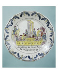Faïence révolutionnaire. Assiette représentant l'exécution de Louis Capet le 21 janvier 1793. reproduction procédé giclée