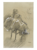 Danseuse assise, de trois quarts à droite reproduction procédé giclée par Edgar Degas