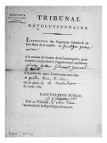 Ordre d'exécution du tribunal révolutionnaire le 15 nivose l'An II Giclee Print