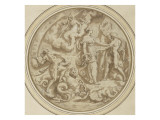 Drawing for a Dish: Mythological and Marine Animals Impressão giclée por Perino Del Vaga Drawing for a Dish: Mythological and Marine Animals Impressão giclée por Perino Del Vaga