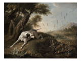 Chien à l'arrêt sur des perdrix Giclee Print by Christophe Huet