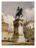 Statue équestre du Colleone de Verrochio à Venise, place San Giovanni et Paolo Giclee-trykk av Richard Parkes Bonington