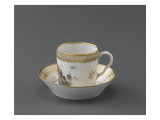 Tasse et soucoupe à chocolat : décor d'une scène de paysanne en grisaille Lámina giclée