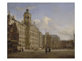 Le Dam avec le nouvel hôtel de ville à Amsterdam Giclée-Druck von Jan Van Der Heyden