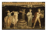 Détail du décor pictural du triclinium de la maison des Vettii; scène cultuelle Lámina giclée