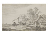 Chaumière et puits reproduction procédé giclée par Jan Van Goyen