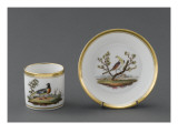 Tasse et soucoupe à café : décor d'oiseaux Reproduction procédé giclée