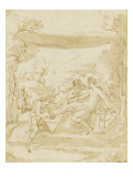 Diane Served by the Nymphs as He Left the Bathroom Giclee Print by L'Albane .