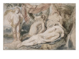 Diane endormie reproduction procédé giclée par Jacob Jordaens