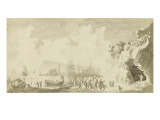 Danse autour d'un feu de joie près d'un port Giclée-Druck von Pierre Jacques Volaire