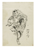 Danseur de Shishi-mai (danse du lion) reproduction procédé giclée par Katsushika Hokusai