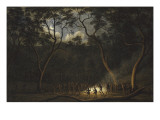 Dance of the Natives of Van Diemen's Land, Moonlight Giclee Print by John Glover