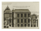 Elévation d'une des ailes et coupe des corps de logis au fond  de la cour et sur la rue de l'hôtel Reproduction procédé giclée par Jacques-François Blondel