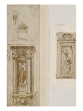Projet de retable ; Etude pour un évêque dans une niche reproduction procédé giclée par Alonso Cano