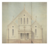 Projet d'église : façade principale, élévation Giclée-Druck von Marcellin Varcollier