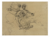 Faust et Méphisto galopant dans la nuit du Sabbat; étude pour la suite de 17 lithographies Reproduction procédé giclée par Eugene Delacroix