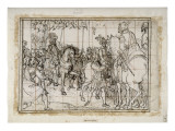 Entrée d'Henri IV à Nantes; Marche triomphale (?), rencontre de deux armées Giclée-tryk af Matteo Rosselli