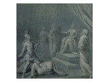 Grisaille du bas lambris du Salon Louis XIII : "Théagène terrassant le géant" reproduction procédé giclée par Ambroise Dubois