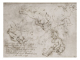 Quatre enfants nus et notes manuscrites Giclée-tryk af Andrea del Verrocchio Quatre enfants nus et notes manuscrites Giclée-tryk af Andrea del Verrocchio