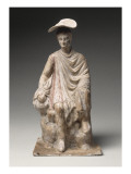 Figurine: Young Boy Wearing a Cloak Sitting on a Rock Giclee Print