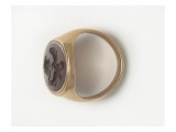 Gold Ring Inlaid with Carnelian Oval - Modern Ring Giclee Print