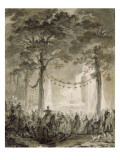 Feu d'artifice au bal de Saint-Cloud chez Griel, 1759 reproduction procédé giclée par Augustin De Saint-aubin