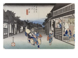 Goyû, femmes accostant les voyageurs reproduction procédé giclée par Ando Hiroshige
