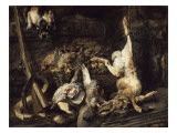 Gibier et attirail de chasse découverts par un chat Giclee Print by Jan Fyt