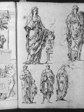 Cinq études de personnages debout, drapées, d'après des statues(): allégor Reproduction procédé giclée par Gilles-Marie Oppenord
