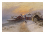Village de pêcheur au crépuscule, Norvège.1904 Reproduction procédé giclée par Johannes Martin Grimelund