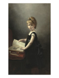 Fillette feuilletant un livre Giclee-trykk av Albert Besnard Fillette feuilletant un livre Giclee-trykk av Albert Besnard