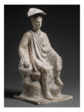 Figurine: Young Boy Wearing a Cloak Sitting on a Rock Giclee Print