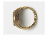 Gold Ring Inlaid with Round Glass  Opaque Green Giclee Print