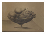 Fruit Dish on a Table with Grapes, Pears and Fishing reproduction procédé giclée par Alexandre-Gustave Eiffel