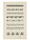Frise d'éléments floraux et animaliers : raies, dauphins, paons Reproduction procédé giclée