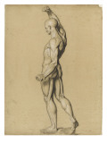 Ecorché debout, de profil, le bras droit levé reproduction procédé giclée par Denis Auguste Marie Raffet
