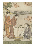 Marchand ambulant de tortues et de poissons tenant un épuisette Giclee Print by Torii Kiyonaga