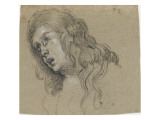 Tête d'homme aux cheveux longs, les yeux levés Lámina giclée por Bernardo Strozzi