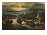 Bataille de Nancy, mort de Charles le Téméraire reproduction procédé giclée par Eugene Delacroix