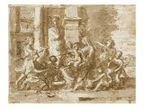 Sainte Famille entourée d'enfants reproduction procédé giclée par Nicolas Poussin