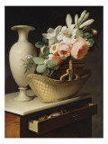 Bouquet de lis et de roses dans une corbeille posée sur une chiffonnière Giclee-trykk av Antoine Berjon Bouquet de lis et de roses dans une corbeille posée sur une chiffonnière Giclee-trykk av Antoine Berjon