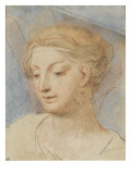 Tête de jeune femme blonde, tournée vers la gauche reproduction procédé giclée par Charles de La Fosse