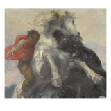 Chevaux affrontés Reproduction procédé giclée par Alfred Roll