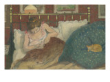 Au lit, dit aussi La femme au chat Reproduction procédé giclée par Georges Lemmen